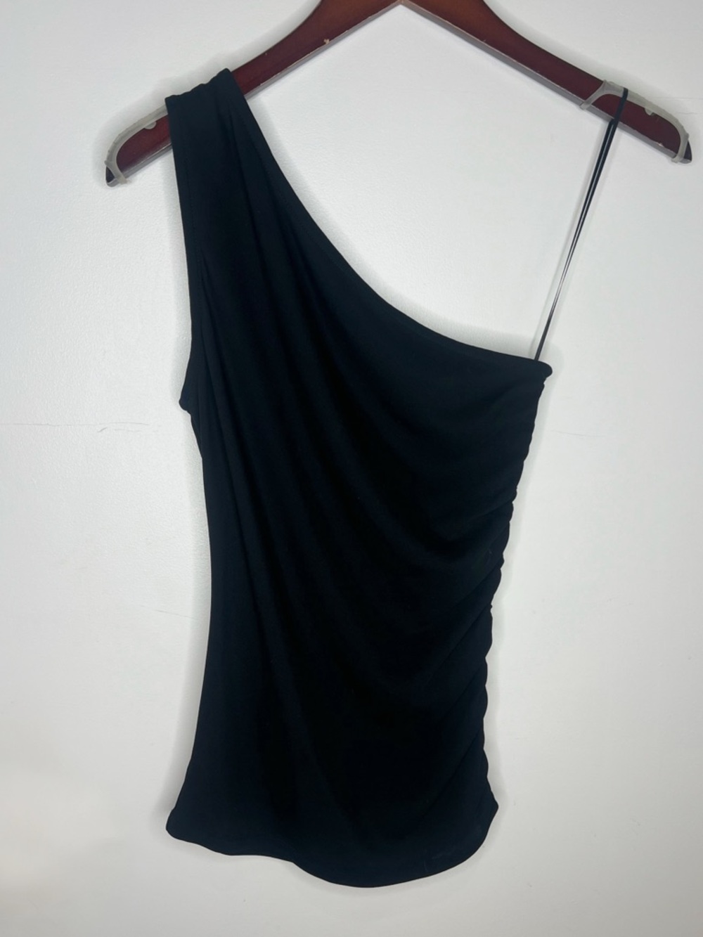 THEORY One-Shoulder Black Tank Top